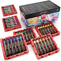 Arteza Tubos de pinturas acrílicas para el arte- Juego de 60 colores numerados- 60 tubos de 22 ml- Pintura acrílica para…